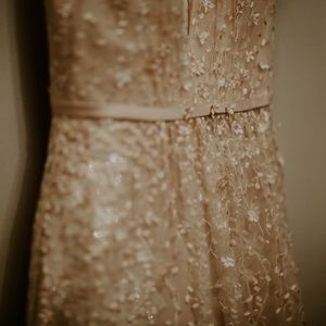 Melissa Sweet Sze 8 Ivory Champagne Floral Lace Wedding Dress - As Is Condition